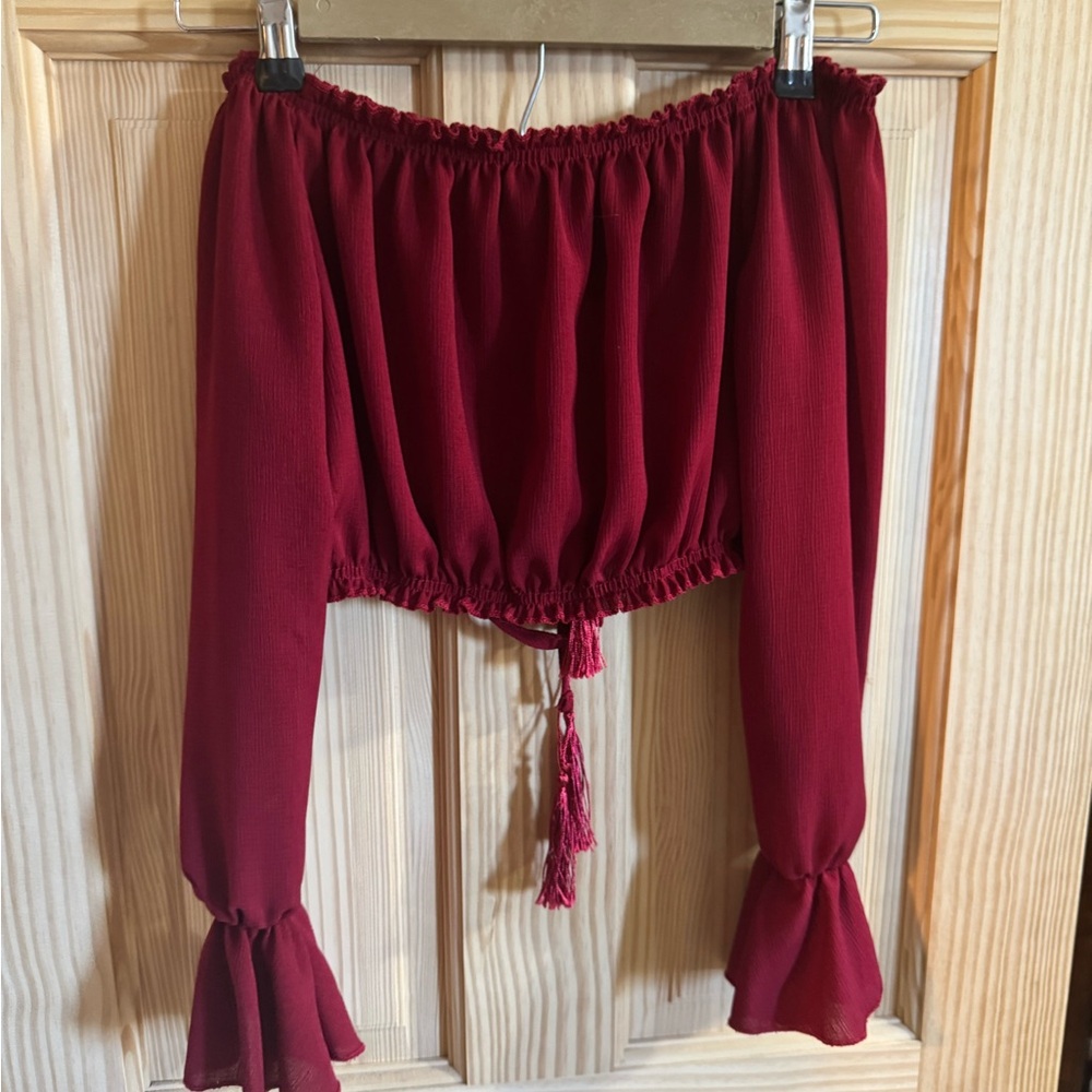 SHEIN Burgundy Off-Shoulder Top